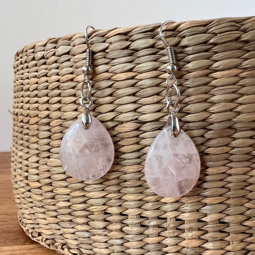 Rose quartz drop earrings
